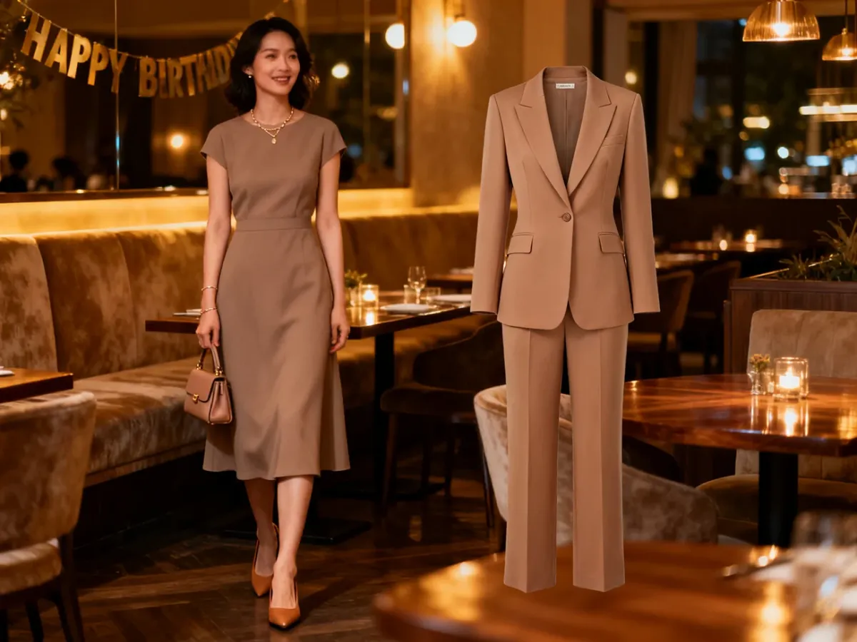 Elegancka stylizacja gościa na przyjęcie urodzinowe w restauracji