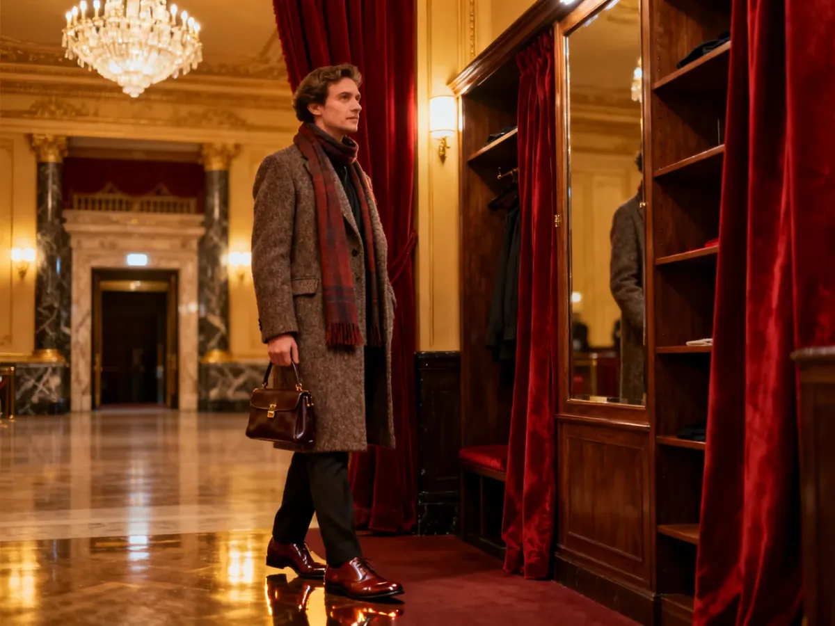 Eleganckie okrycia i dodatki przygotowane przed wyjściem do opery